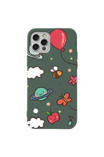Other Apple iPhone 12 Pro Max cute little ones Dark Green Colored Silicone TP...