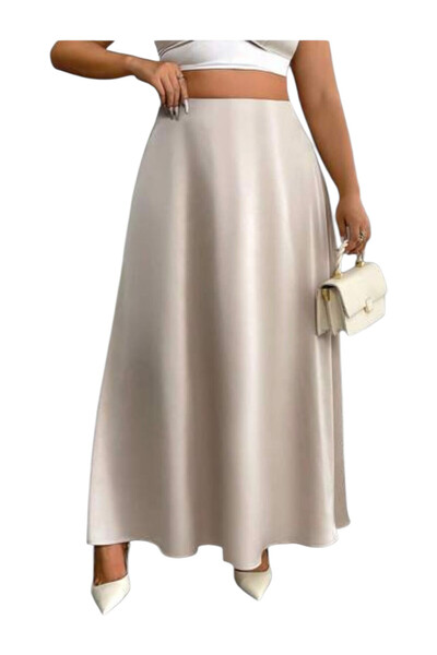 OEM Fusta eleganta, lunga, din satin, bej, 3XL