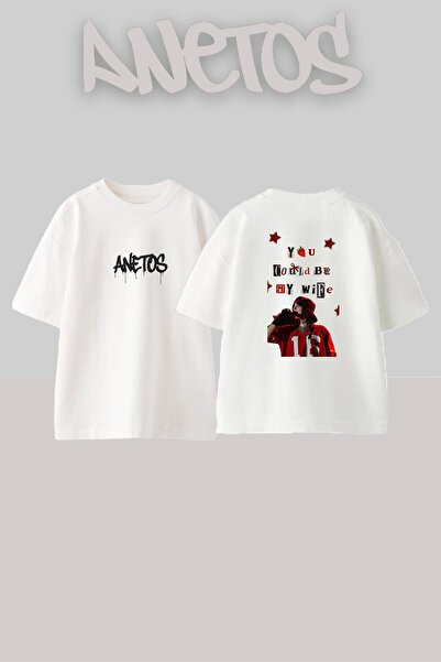 Anetos Billie Eilish_40 Λευκό μπλουζάκι με τυπωμένο σχέδιο Unisex Oversize
