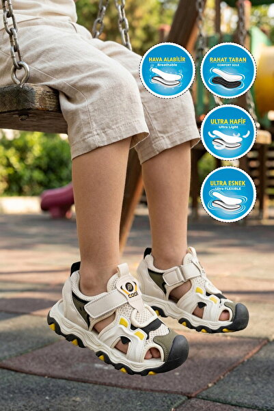 Generic Brand Khaki Velcro Mesh Lightweight Boys' Sandals Suv P