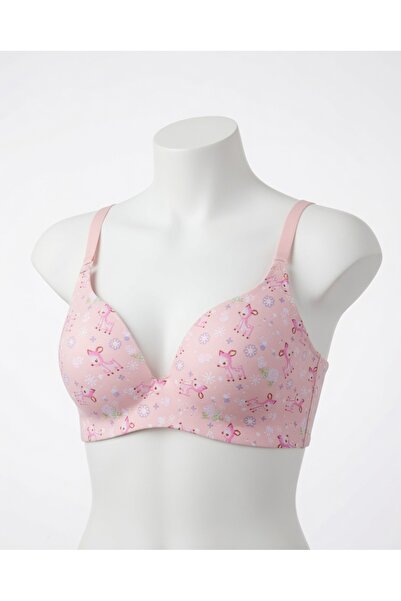 Ronson çiçek ve geyik desenli pembe bralet sütyen
