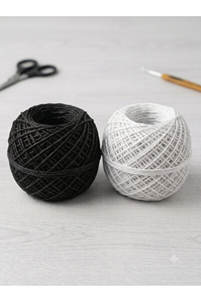 ilmek Wrapped Paper String Black and White 100+100 Grams
