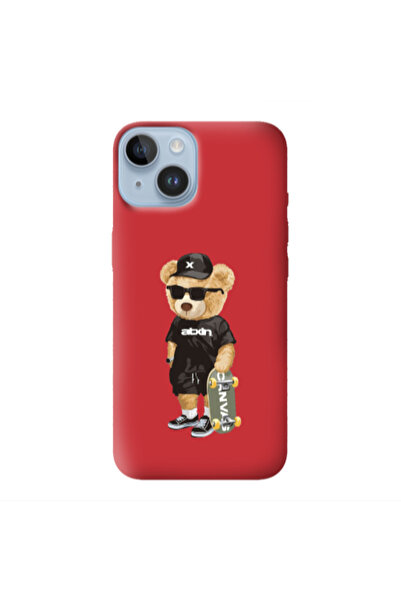 Other Apple iPhone 14 Plus Bear with glasses Red Colored Silicone TPU Θήκη