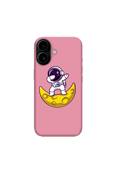 Other Apple Iphone 16 plus Astronaut on the moon Pink Colored Silicone TPU Θήκη