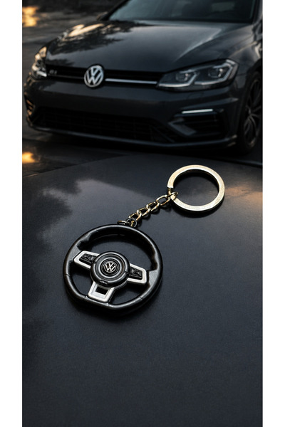 Volkswagen Direksiyon Tasarımlı Metal Anahtarlık – Şık Otomobil Aksesuarı