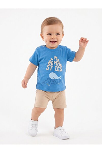 Kids Kingdom Cotton Whale Detailed 2-Piece Baby Boy Set