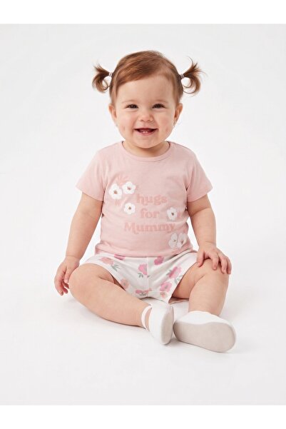 Kids Kingdom Cotton Floral Detailed 2-Piece Baby Girl Shorts Set