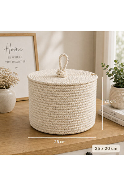ÖRGÜM Organizator coș 25x20 cm cu capac cu aspect de răchită