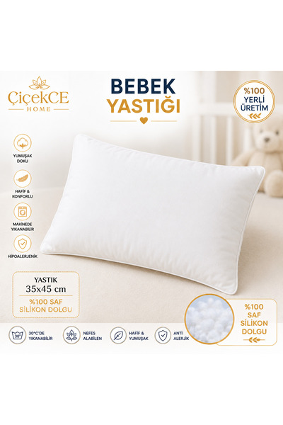 Bebek yastığı 1.kalite saf boncuk elyaf dolgulu 1 adet