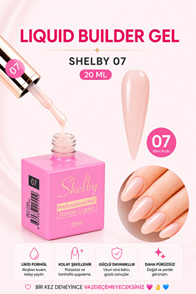 SHELBY Natural Liquid Builder Gel 20 ml TPO Free UV/LED Profesyonel Sıvı Buil...