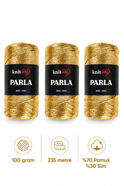 knitme Parla Örgü İpi 100 Gr 235 Mt Çanta İpi Supla İpi Pamuk Sim 3 adet
