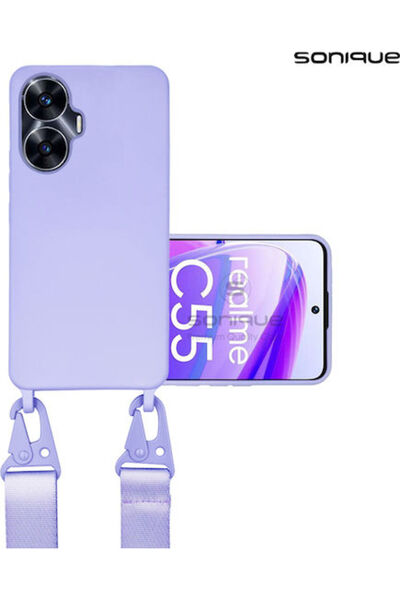 Other Sonique Πίσω Κάλυμμα Σιλικόνης 0.5mm με Λουράκι Λιλά (Realme C55)