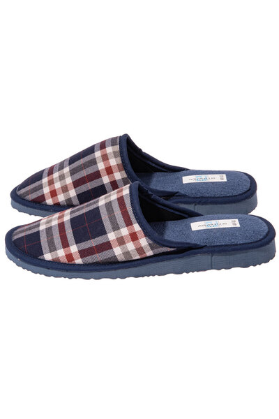 Amaryllis Slippers Ανδρική καρό μπλε ελληνική παντόφλα