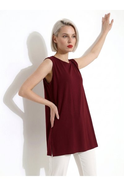 JUMALLİ Women's Sleeveless Loose Tunic Basic Summer Model