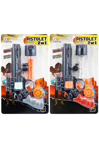 Trifox Pistol 2 în 1 cu capse și bile – Jucărie pentru copii 3+