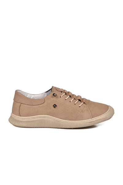 AYAKMOD Beige Nubuck Genuine Leather Orthopedic Sole Women's Casual Shoes 5605 Z