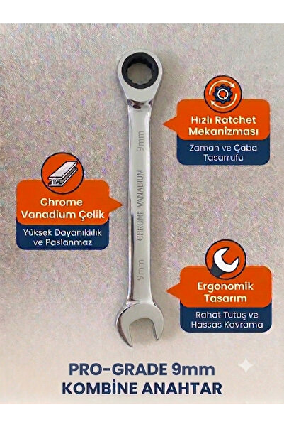 CHROME VANADIUM KOMBİNE CIRCIR ANAHTAR 9mm