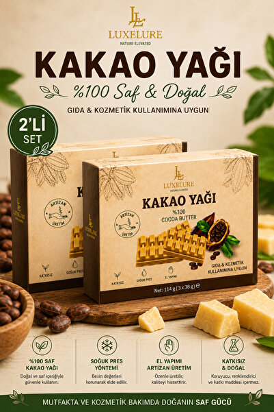 luxelure Kakao Yağı %100 Saf Soğuk Pres 114 g x 2 Adet | Gıda ve Kozmetik Kul...
