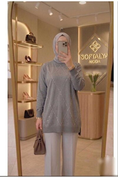 azramfashıon tekstil Kadın baklava desenli modern tesettür tunik
