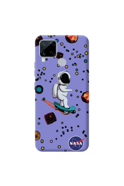 Other Realme C25 Astronaut with skateboard Purple Colored Silicone TPU Θήκη