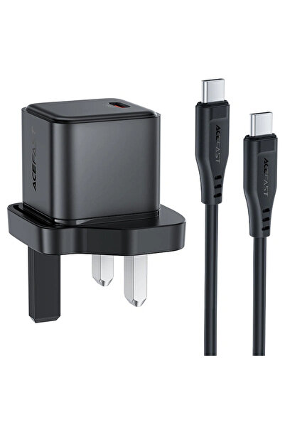 Acefast A123 P5 GaN PD20W Wall Charger with USB-C to USB-C Cable – UK Plug