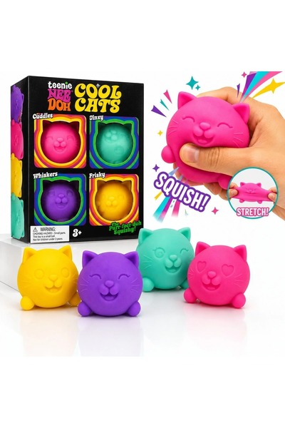 RXH Set 4 Jucării Squishy Pisică Cool Cats Slow Rising Antistres