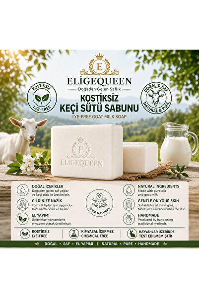 ELİGEQUEEN Handmade Goat Milk Soap Without Fragrance 100 Gr Natural Face and ...