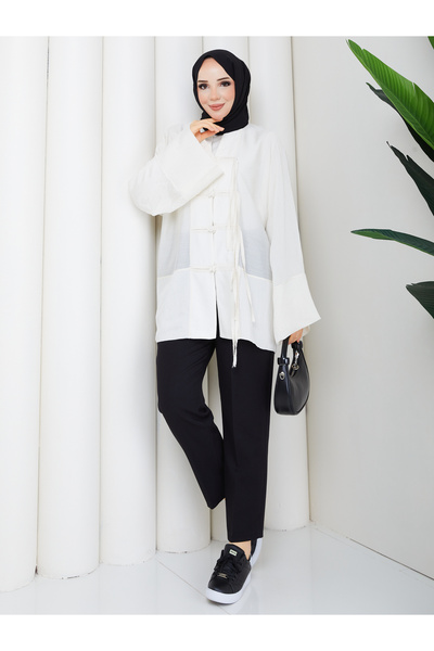 ELAY Fashion Women's White Modal Fabric Oversize Tunic