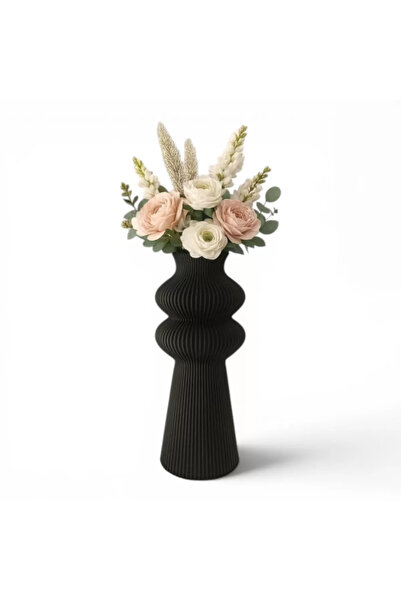 Generic Brand Vază decorativă 3D din plastic rustic nordic premium, neagră