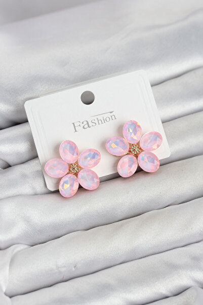 Skygo Pink Color Crystal Stone Flower Model Women's Earrings Tj-Bkp11931