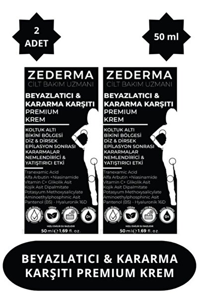 ZEDERMA Beyazlatıcı Kararma Karşıtı Premium Krem 50 ml (2 Adet)
