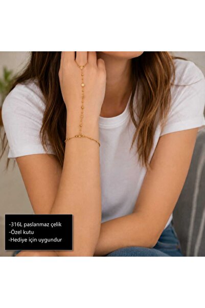HER ŞEY NOTA www.herseynota.com Aurelia Grace Hand Chain Bracelet Minimal Det...