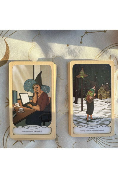 Galaksi Dükkanı Cozy Witch Tarot Deck /High Quality, Hard Cover Box and High Quality Cards -12Cm 7cm in Size