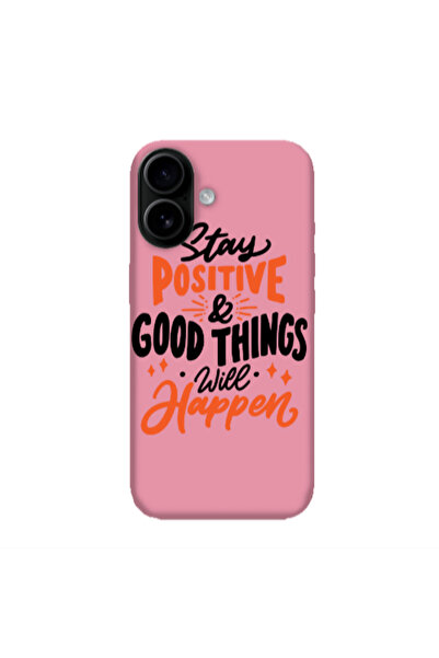 Other Apple Iphone 16 plus Stay Positive Pink Colored Silicone TPU Θήκη