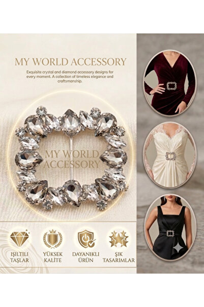 MY WORLD ACCESSORY Dikdörtgen taşlı kemer tokası
