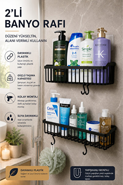 Tercih Home Bathroom Corner Shelf Adhesive Bathroom Shelf, 2-Pack Bathroom Or...