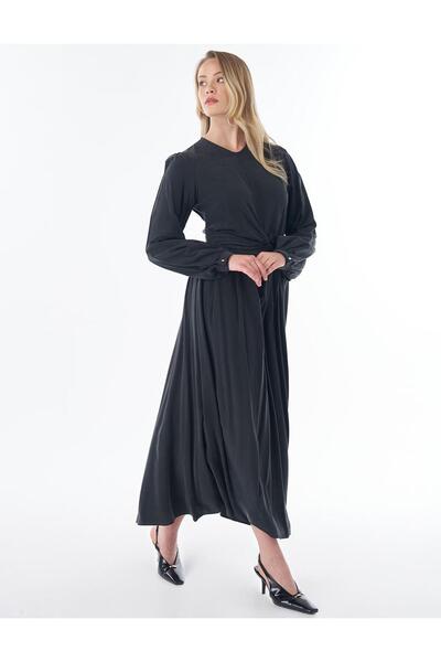 Kayra Knot Detailed Modal Dress Black