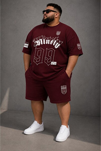 ZAVIXO Men's Large Size Oversize Printed Shorts Set 100% Cotton 2-Piece Set C...