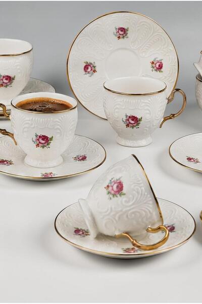 ALBETTO 6-Person Luxury Porcelain Gilded Cup Set (Rose)