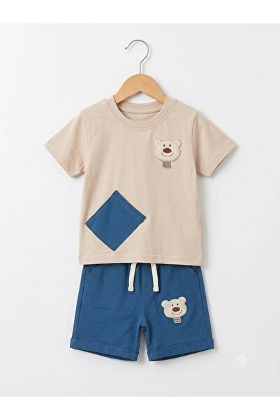 Efemkids Top-Bottom Set with Teddy Bear Detail, Flexible and Comfortable Chil...