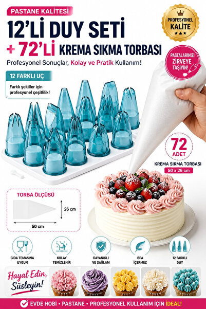 Erenle Concept Cream Piping Bag and Nozzle Set in Box, 12 Pieces Unbreakable ...