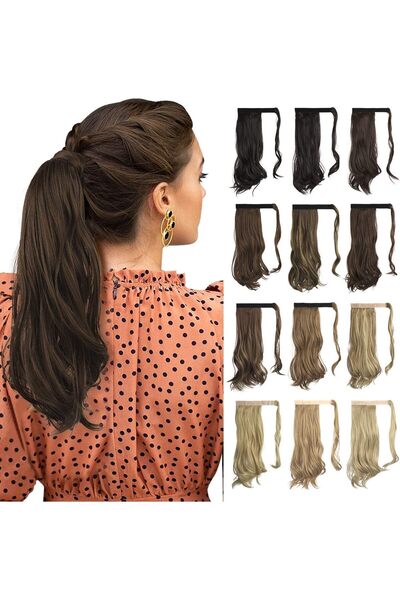 Estelle Long Straight Ponytail Extension Wrap Around Off Black Synthetic Hair...