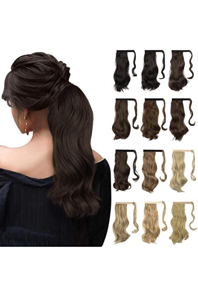 Estelle Long Straight Ponytail Extension Wrap Around Off Black Synthetic Hair...