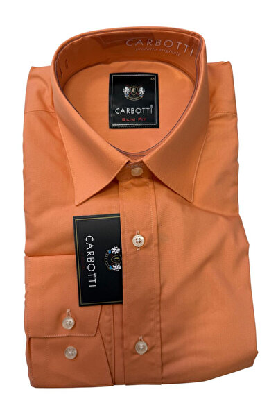 OEM Camasa barbati portocaliu, maneca lunga, slim fit, bumbac-poliester, mari...
