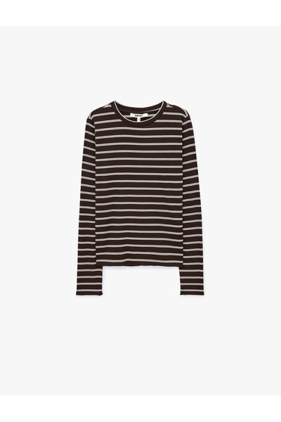 Koton Slim Fit Crew Neck Long Sleeve Striped T-Shirt