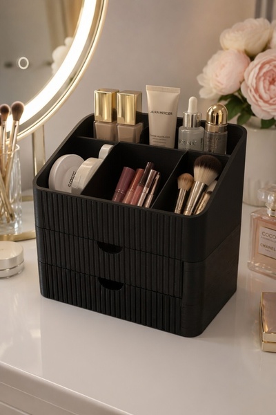 MYCRAFT3D Modern 6 Bölmeli 2 Çekmeceli Masaüstü Organizer Makyaj Ofis ve Mutf...