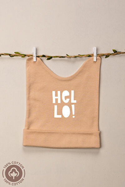 Miniel Unisex Baby Hello Printed Eared Combed Cotton 100% Cotton 6-12 Months ...