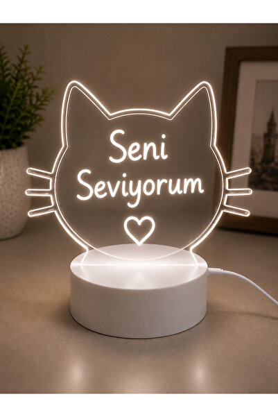 ARVALE Kedi Biçiminde Yazı Yazılan Özel Kalemli Silgili Romantik Hediye Gece ...