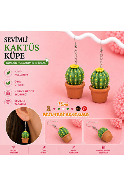 himi bijuteri aksesuar Cheerful Cactuses Cactus Figured Dangle Earrings Light...