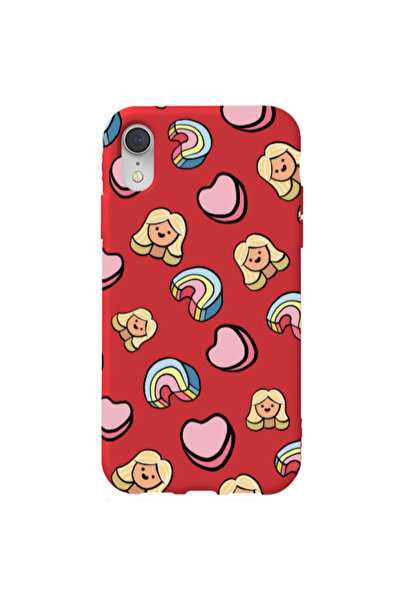 Other Apple iPhone Xr Girl rainbow and hearts Red Colored Silicone TPU Θήκη